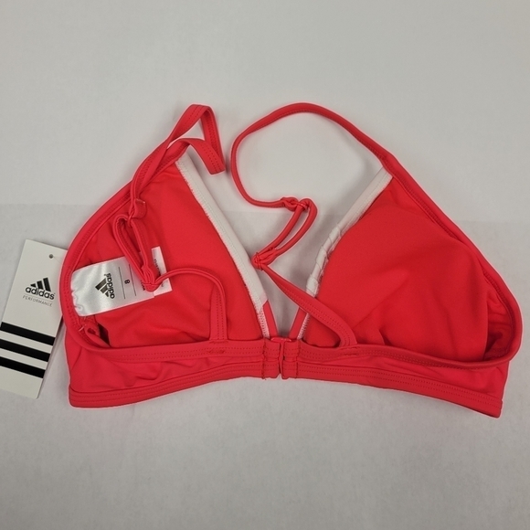 Adidas Cross Back Triangle bikini Top Neon Red & White 8 - Picture 9 of 15